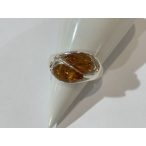 Borostyán köves ezüst  gyűrű-Virág