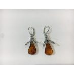 EZÜST Borostyán méhecske fülbevaló