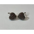 Gránát  köves ezüst Fülbevaló –Szív