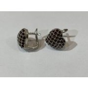 Gránát  köves ezüst Fülbevaló –Szív